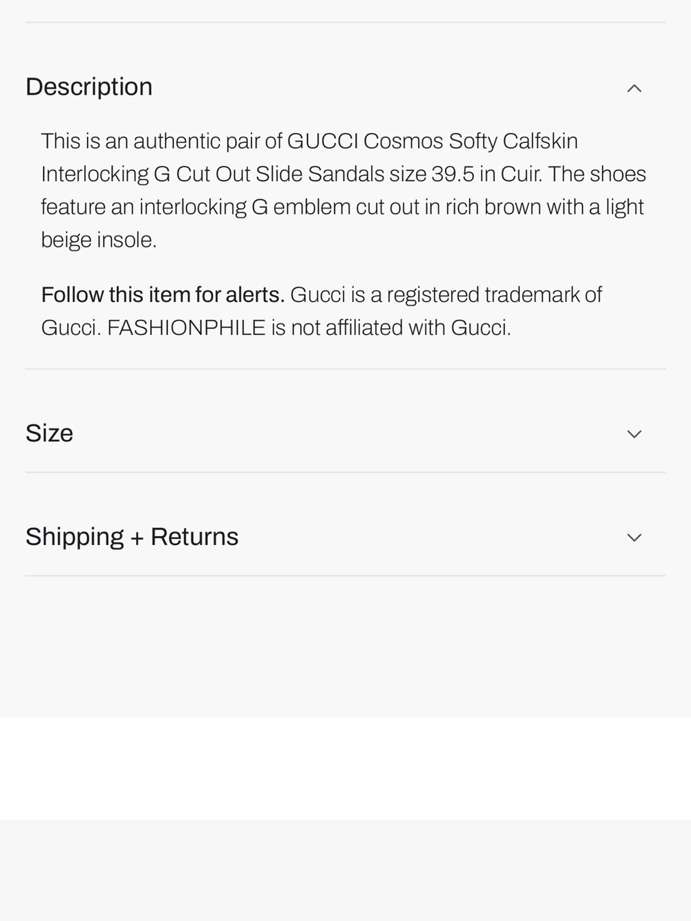 Gucci Tan Cosmos Leather Double-G Slide Sandals, Size 7 NWOB - Picture 6 of 8